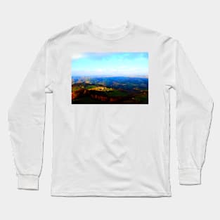 Breathtaking view from above at Marchegian hills Long Sleeve T-Shirt